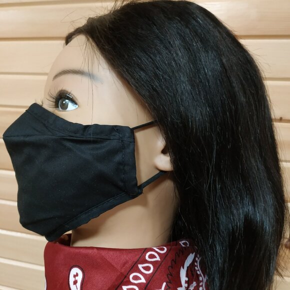 Set of 4 Black Cotton Face Masks - Glasses-Friendly, Petite, Brand New - Picture 1 of 15
